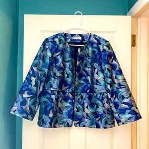 Kasper Multi-Color Blue and Black Floral Blazer